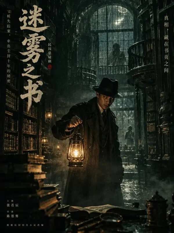 短剧《夜雨书》复古风海报封面